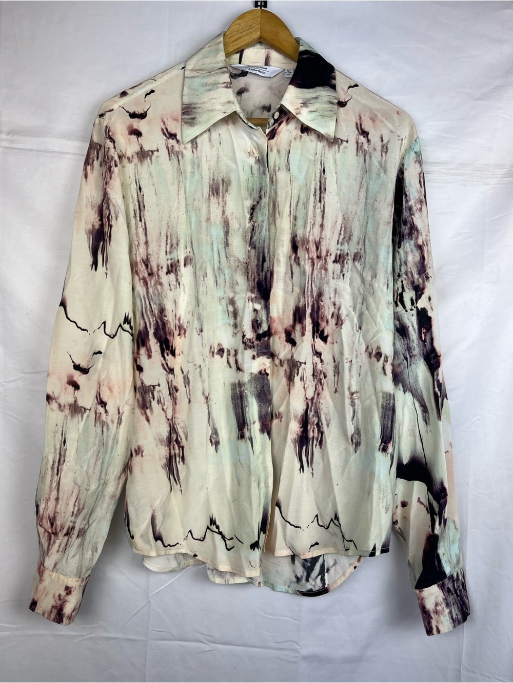 & Other Stories Watercolour Print Button Up Blouse Size 6 Preppy